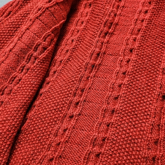 Hand Knit Cable Knit Wool Cardigan Sweater Cardigan Hand Knit Vtg - Picture 5 of 15